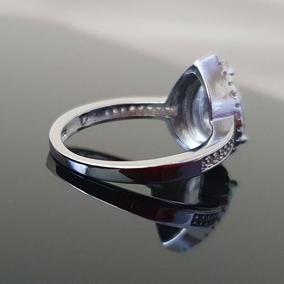 New Charm Silver Tear Drop White Diamond Ring - Picture 2 of 3